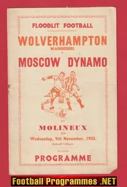 Wolves Wolverhampton v Moscow Dynamo 1955 – Pirate Programme