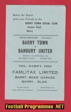Barry Town v Banbury United 1966 – Official Programme