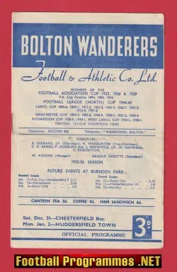 Bolton Wanderers v Huddersfield Town 1956 – FA Cup Tie