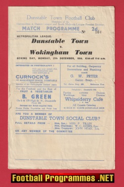 Dunstable Town v Wokingham Town 1954 – Metropolitan League 1950s