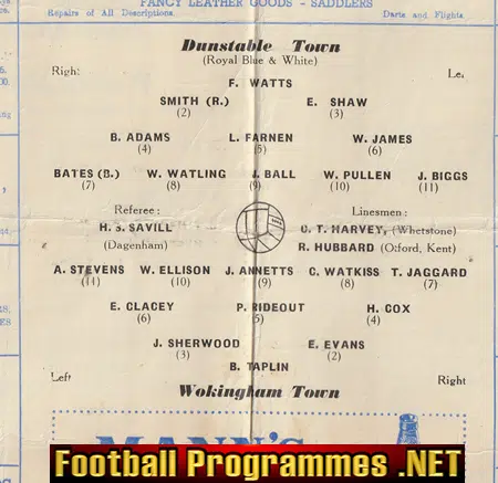 Dunstable Town v Wokingham Town 1954 - Metropolitan League 1950s