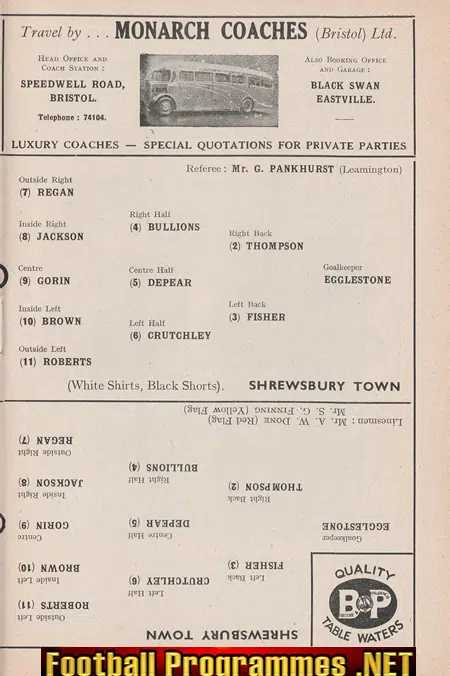 Bristol Rovers v Shrewsbury Town 1951 - Eastville Stadium