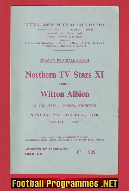 Witton Albion v Northern TV Stars 1968 – Autograph Denis Law Signed