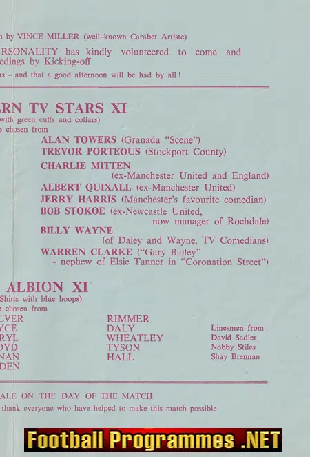 Witton Albion v Northern TV Stars 1968 - Autographed Denis Law