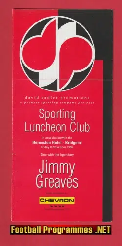 Tottenham Hotspur Jimmy Greaves Sporting Luncheon 1996 Bridgend