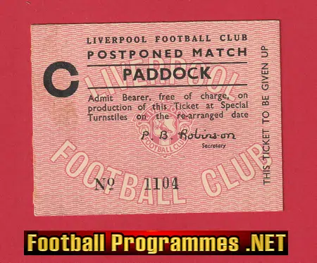 Liverpool v Ferencvaros 1968 – Football Ticket