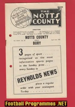 Notts County v Bury 1956