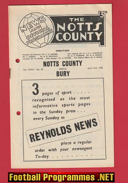 Notts County v Bury 1956