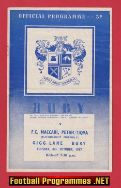 Bury v Maccabi 1957 – Friendly Match Gigg Lane Jewish Soccer