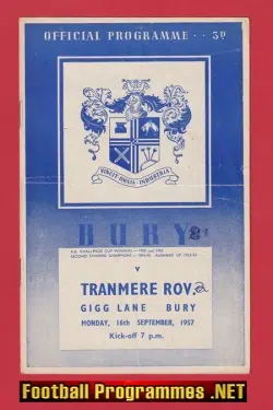 Bury v Tranmere Rovers 1957 - 8 Goals for Bury FC