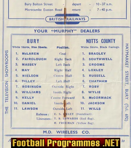Bury v Notts County 1956