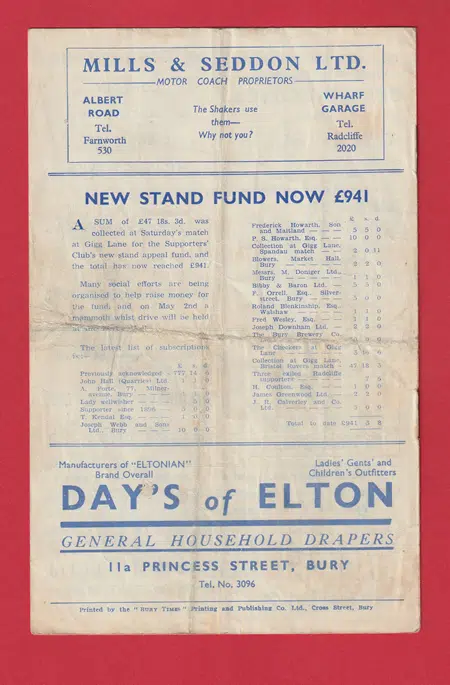Bury v Notts County 1956