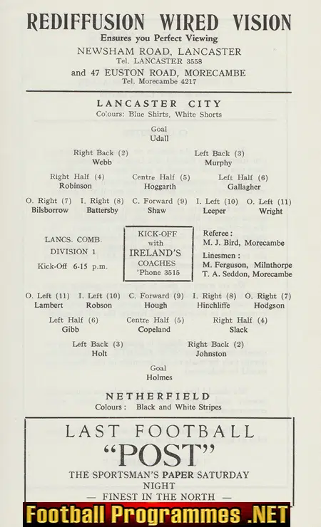Lancaster City v Netherfield 1965