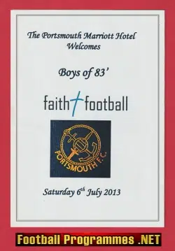 Portsmouth Boys Of 83 Multi SIGNED Menu 2013