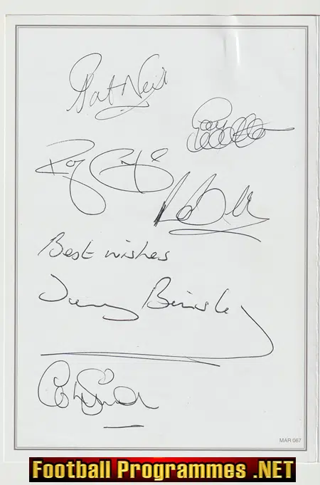 Portsmouth Boys Of 83 Multi SIGNED Menu 2013
