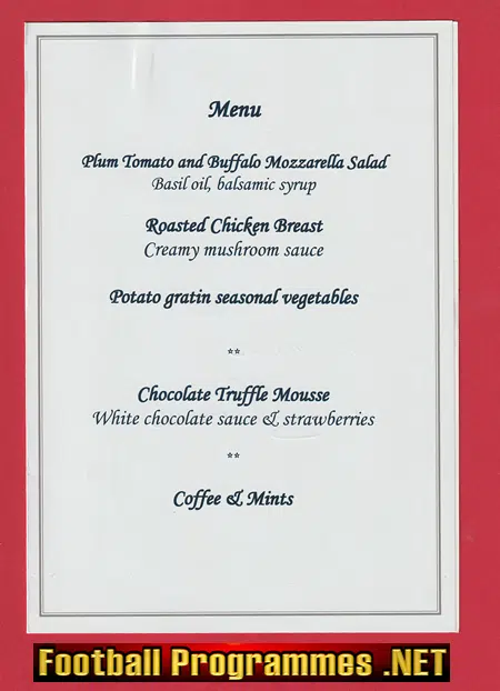Portsmouth Boys Of 83 Multi SIGNED Menu 2013