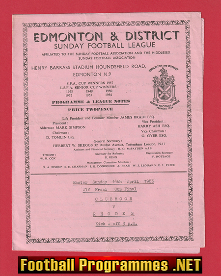 Clubmoor v Rhodes 1963 – Frasi Cup Final Edmonton