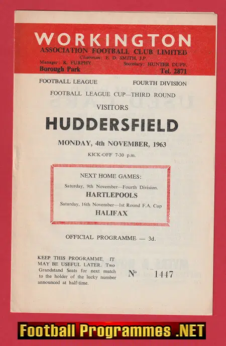 Workington v Huddersfield Town 1963 – League Cup