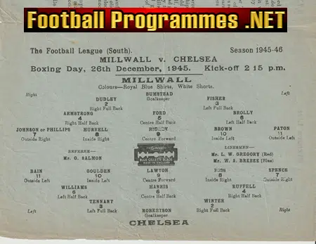 Millwall v Chelsea 1945 - 1940's