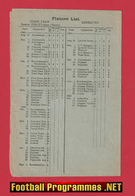 Millwall v Chelsea 1945 - 1940's