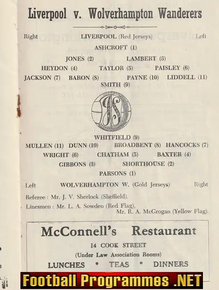 Liverpool v Wolves 1952 - 1950s