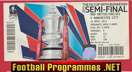 Manchester United v Manchester City 2013 - FAC Semi Final Ticket