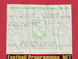West Ham United v Manchester United 1986 - Football Ticket Postp