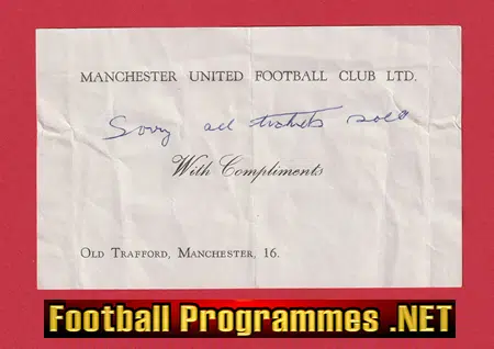 Manchester United Football Club Comps Ticket