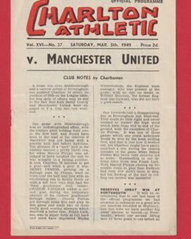 Charlton Athletic v Manchester United 1949 – 1940’s Programme