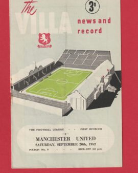 Aston Villa v Manchester United 1952 – Man Utd Programme 50s