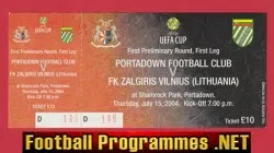 Portadown v FK Zalgiris Vilnius 2004 - Football Ticket