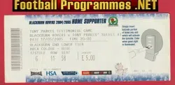 Tony Parkes Testimonial Benefit Match Ticket Blackburn Rovers 05