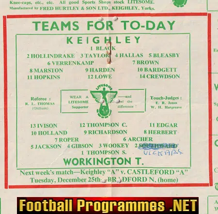 Keighley Rugby v Workington Town 1956 - Multi Autographed SIGNED