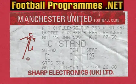 Manchester United v QPR 1989 - Football Ticket