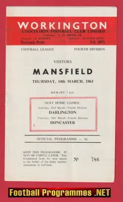 Workington v Mansfield Town 1963