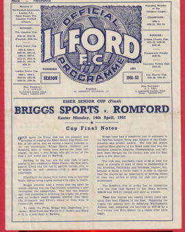 Romford v Briggs Sports 1952 – Essex Senior Cup Final at Ilford