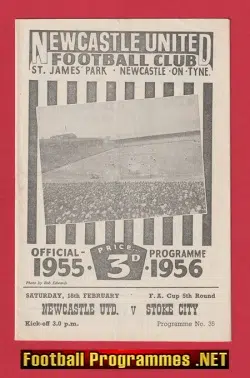 Newcastle United v Stoke City 1956 - FA Cup Match Programme