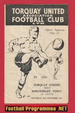 Torquay United v Shrewsbury Town 1951 - 1950's
