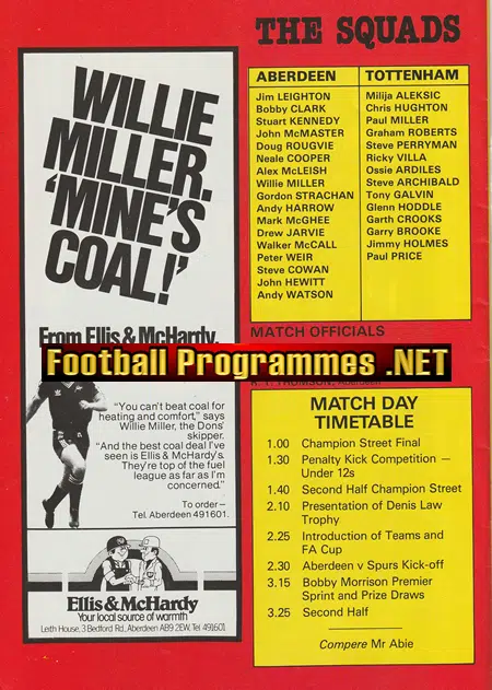 Willie Miller Testimonial Benefit Match Aberdeen 1981