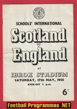 Scotland v England 1958 - Schoolboys Match Ibrox