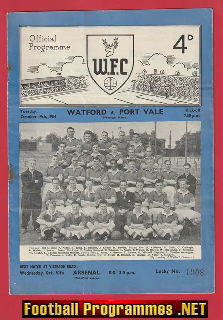 Watford v Port Vale 1954 – 1950’s