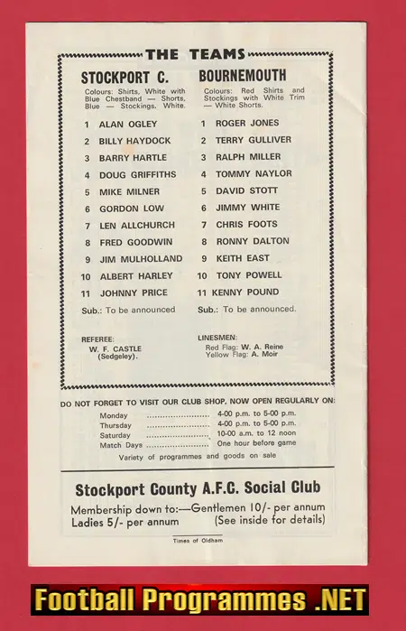 Stockport County v Bournemouth 1969