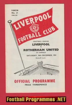 Liverpool v Rotherham United 1961 – 1960’s