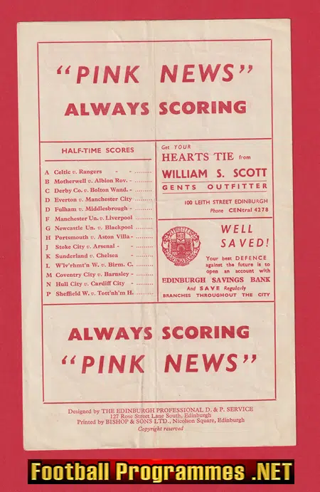 Glasgow Junior FA v East Of Scotland 1950 Tynecastle Park Hearts