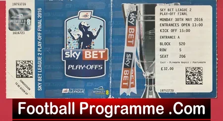 AFC Wimbledon Plymouth Argyl 2016 – Lge 2 Playoff Final Ticket