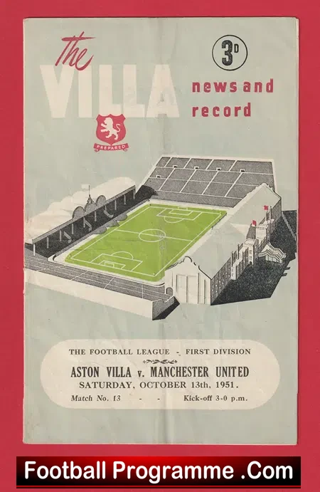 Aston Villa v Manchester United 1951 – Man Utd 50s
