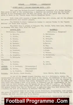Astwood Bank v Blakenall 1977 - Midland Combination Match - football programme