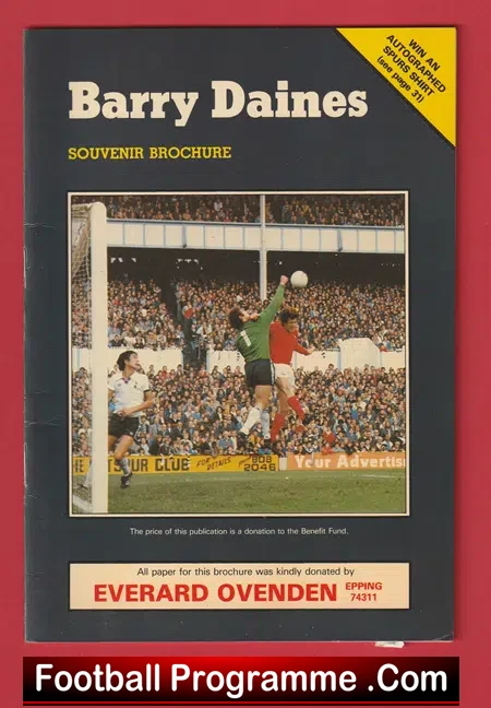 Barry Daines Testimonial Benefit Brochure Autographs SIGNED