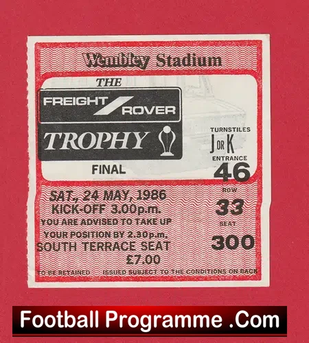 Bristol City v Bolton Wanderers 1986 – Members Cup Final Ticket