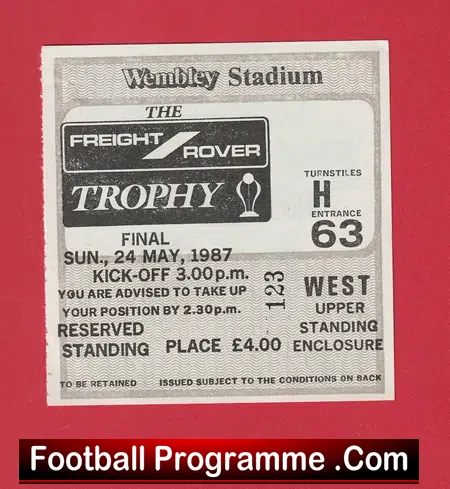 Bristol City v Mansfield 1987 Associate Members Cup Final Ticket